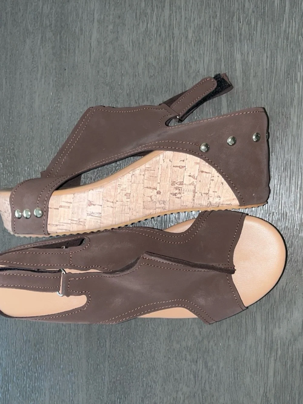Amazon Brown Cork Wedge Slingback Sandals